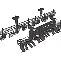 Black Downlights And Spotlights Multiple Units In Industrial Lighting Array 3d model