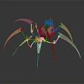 Mechanical Spider with Golden Legs Green Head and Futuristic Design Elements