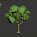 Green Low Poly Style Tree With Orange Trunk And Polygonal Leaves On Dark Background 3d model