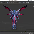 Fantasy Game and Movie Character with Pink Red Wings Blonde Hair and Ornate Outfit