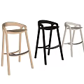 Modern Design Bar Stools In Light Wood Black And White Colors