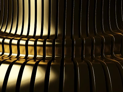 Modern Commercial Kitchen Equipment With Gold Striped Shiny Surface Design 3d model