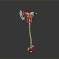 Futuristic Mechanical Axe Design With Red Metallic Head Silver Handle And Details