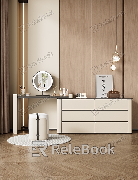 Dressing table stool combination model