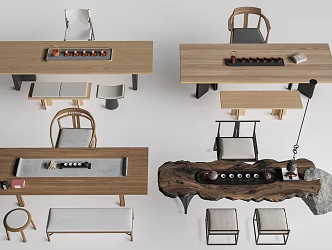 Tea Table and Chair Tea Table Tea Table Poor Table and Chair Combination 3d model