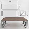 Modern Dining Table With Wooden Tabletop And Metal Geometric Frame Design 3d model