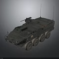 Armored Military Vehicle With 6x6 Wheels Roof Mounted Weapon And Communication Antennas