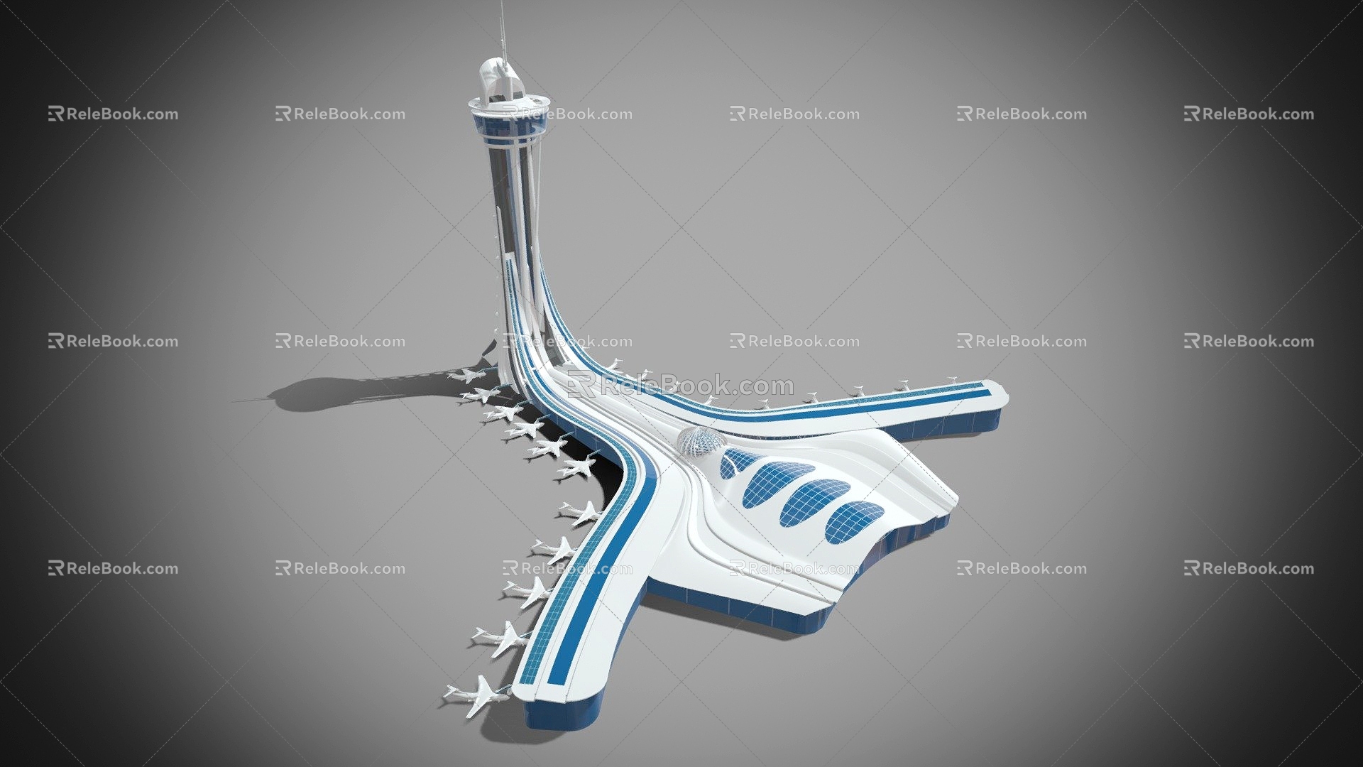 Modern Cartoon Building Airport Building 3d model