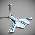 Colorful Cartoon Scenery of Modern Airport with Control Tower Runways and Airplanes