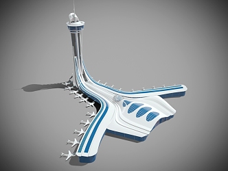 Modern Cartoon Building Airport Building 3d model