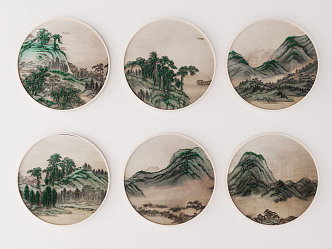 Chinese Round Frame Painting Hanging Painting 3d model