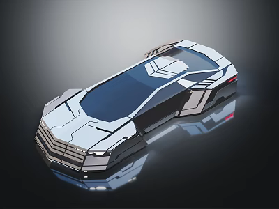 Futuristic Concept Car With Sleek Silver Body Transparent Roof And Geometric Design 3d model