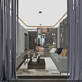 Modern Living and Dining Room Interior With Sofa Dining Table Chairs And Decor