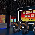 Historical Military Exhibition Hall With Soldiers Models Flame Decor And Blue Walls