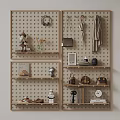 Modern Entryway Wall Hanger With Perforated Board Hooks Shelves For Bags Shoes Decorations