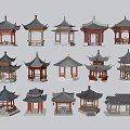 Traditional Chinese Pavilion Models With Diverse Roof Shapes And Architectural Styles