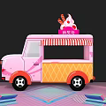 Pink Display Space With Ice Cream Truck Donuts And Ice Cream Cone Decorations