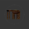Wooden Side Tables in Three Different Sizes with Colorful Plates on Each