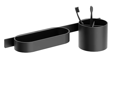 Black Bathroom Shelf with Tray and Toothbrush Holder for Bathroom Use 3d model