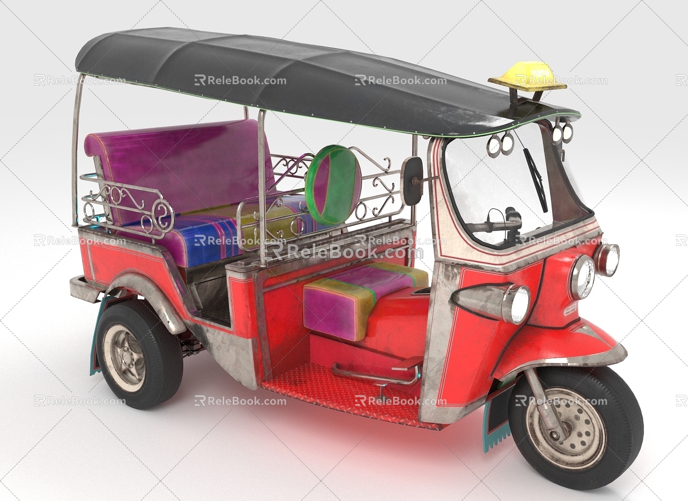 Passenger Tricycle Three-wheeled Motorcycle Thailand Tuk Tuk Tuk Tuk 3d model