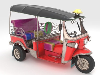 Passenger Tricycle Three-wheeled Motorcycle Thailand Tuk 3d model