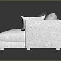 Modern White L Shaped Sofa Design With Colorful Gray Purple Pink Pillows