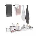 Essential Bathroom Daily Use Products Including Soft Towels Marble Tissue Box Toothbrushes And Aromatherapy Sticks