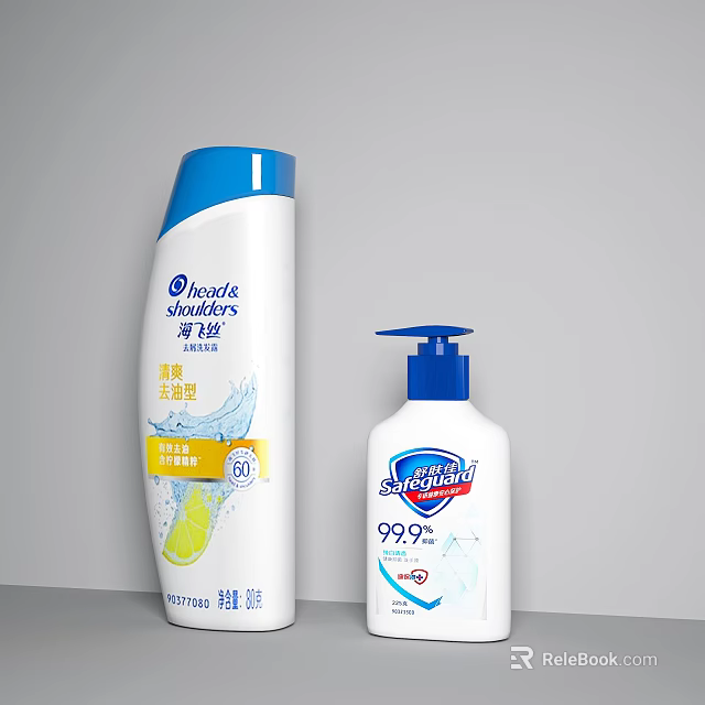 Practical Bathroom Accessories Including Shampoo And Hand Wash With Anti Dandruff And Antibacterial Properties 3d model 