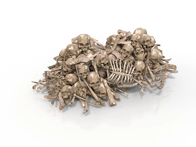 Intricate Skull And Bone Sculpture Art With Piled Skeletal Elements 3d model