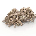 Intricate Skull And Bone Sculpture Art With Piled Skeletal Elements 3d model