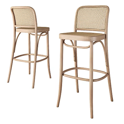 Modern Woven Bar Stools With Wooden Frame And Comfortable Seat Design 3d model