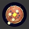 Stack of Fluffy Pancakes Topped With Blueberries Butter and Syrup Served On a Black Plate