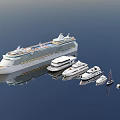Luxury Yachts of Various Sizes Floating on Calm Blue Water With Reflections
