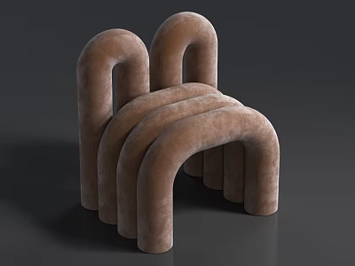 Modern Taupe Velvet Leisure Chair With Curved Tubular Structure Stylish Design 3d model