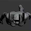 Silver Humanoid Robot Figure With Geometric Segments Gray Background And Reflective Floor