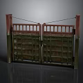 Vintage Wooden Double Doors Featuring Lattice Structure And Red Green Hues
