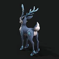 Cute Blue Cartoon Deer With Frosty Antlers And Spotted Body Design