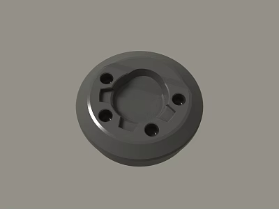 Gray Circular Mechanical Component with Central Recess and Four Perforated Holes 3d model