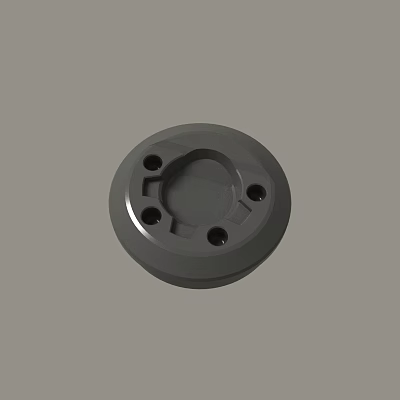 Gray Circular Mechanical Component with Central Recess and Four Perforated Holes 3d model