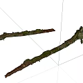 Rustic Wood Branches With Natural Stone Texture For Home Decor 3d model