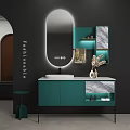 Modern Bathroom Vanity With Orange Cabinet Backlit Mirror And Marble Accents