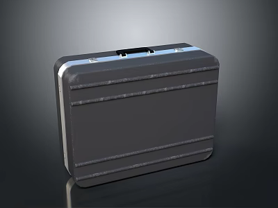 Black Hard Shell Suitcase With Silver Trim Leather Stitching And Stylish Handle Design 3d model