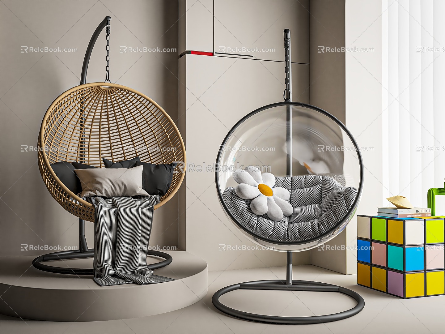 Modern Hanging Chair Rattan Hanging Chair Acrylic Hanging Chair Swing 3d model