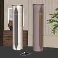 Tower Air Cooler Fans Two in White Black Pink for Modern Interior with Green Plant