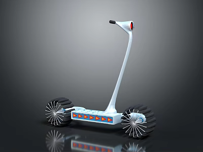 Sleek Modern Electric Bicycle Design With Large Wheels Blue Orange Details And Red Light 3d model