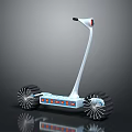 Sleek Modern Electric Bicycle Design With Large Wheels Blue Orange Details And Red Light
