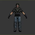 Tactical Game Film Police Character with Helmet Vest Blue Uniform 3D Model Design