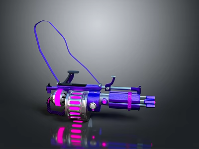 Futuristic Sci Fi Weapon Featuring Purple Pink Neon Glow And Metallic Structural Details 3d model