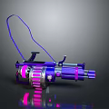 Futuristic Sci Fi Weapon Featuring Purple Pink Neon Glow And Metallic Structural Details