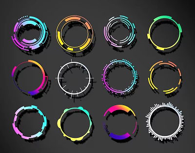 Colorful Abstract Circular Lines Design With Various Geometric Patterns And Vibrant Styles 3d model